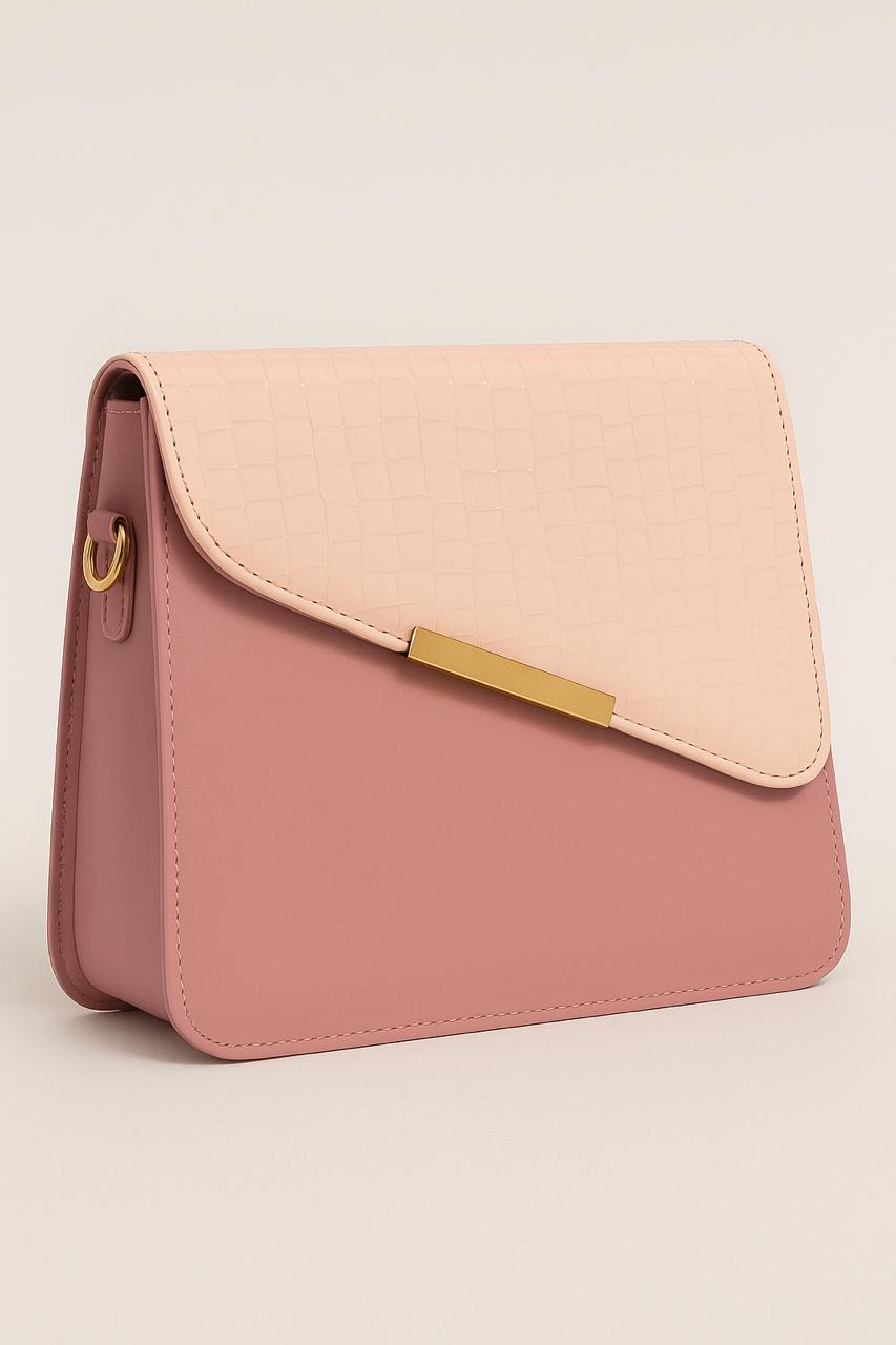Elegant Two-Tone Crossbody Bag – Stylish & Beige Faux Leather Purse for Women
