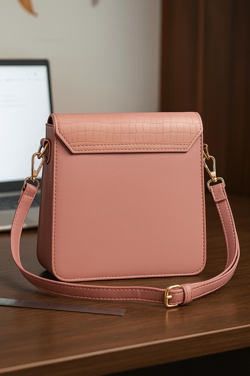Elegant Two-Tone Crossbody Bag – Stylish & Beige Faux Leather Purse for Women