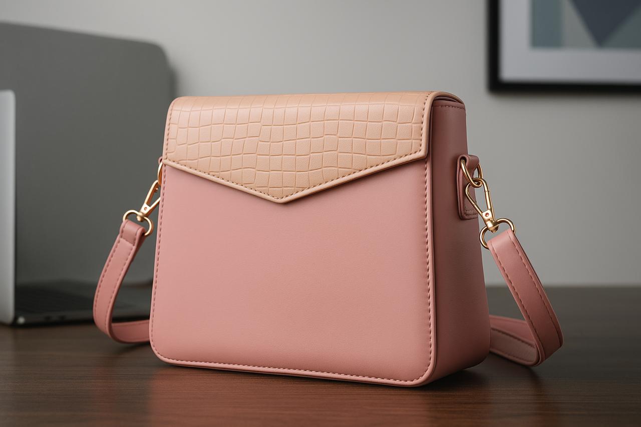 Elegant Two-Tone Crossbody Bag – Stylish & Beige Faux Leather Purse for Women