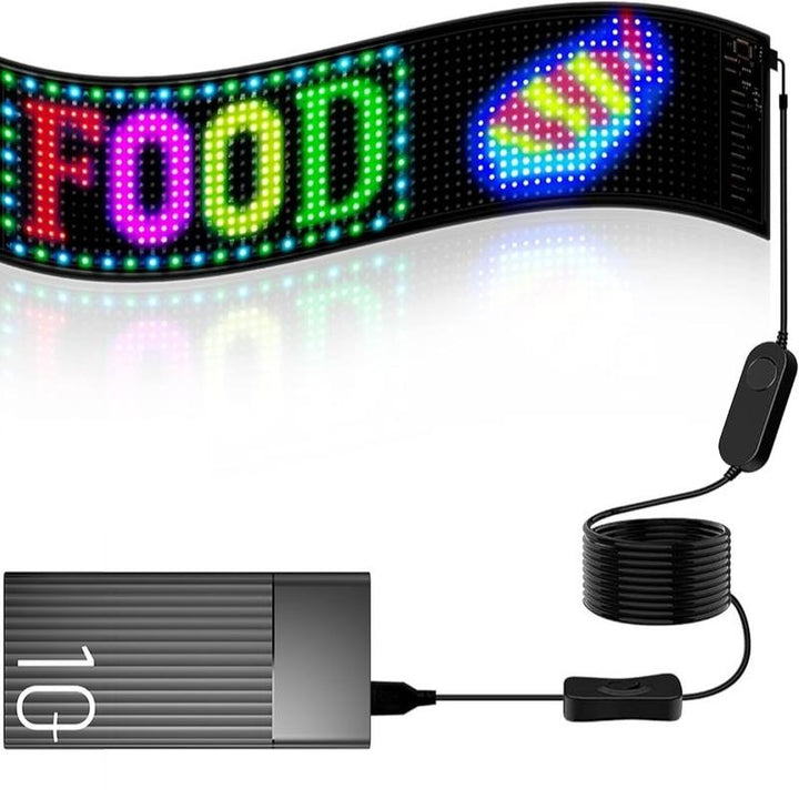 Scrolling Huge Bright Advertising LED Signs, Flexible USB 5V LED Store Sign Bluetooth App Control Custom Text Pattern Animation Programmable LED Display for Store Car Bar Hotel