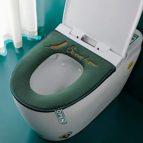 Waterproof Toilet Seat Cover Mat Winter Warm Soft Washable Closestool Mat Case Toilet Lid Pad Bidet Cover Bathroom Accessories