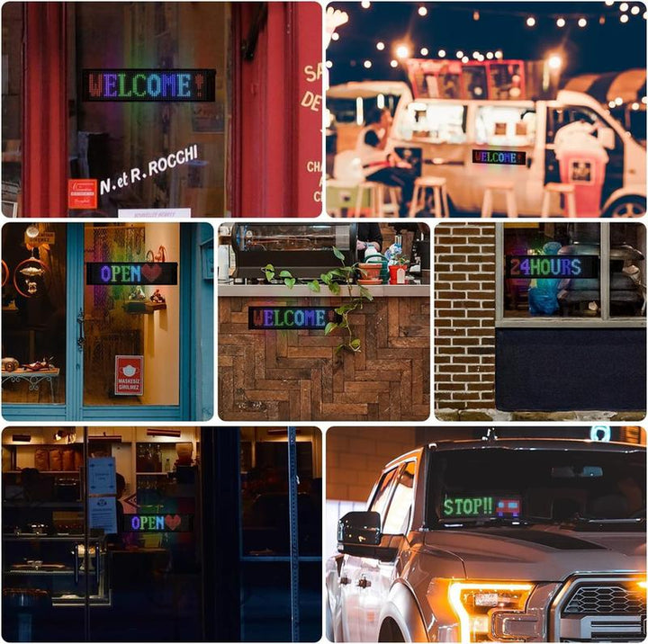 Scrolling Huge Bright Advertising LED Signs, Flexible USB 5V LED Store Sign Bluetooth App Control Custom Text Pattern Animation Programmable LED Display for Store Car Bar Hotel