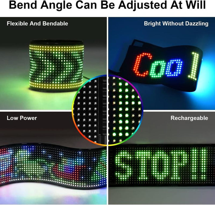 Scrolling Huge Bright Advertising LED Signs, Flexible USB 5V LED Store Sign Bluetooth App Control Custom Text Pattern Animation Programmable LED Display for Store Car Bar Hotel