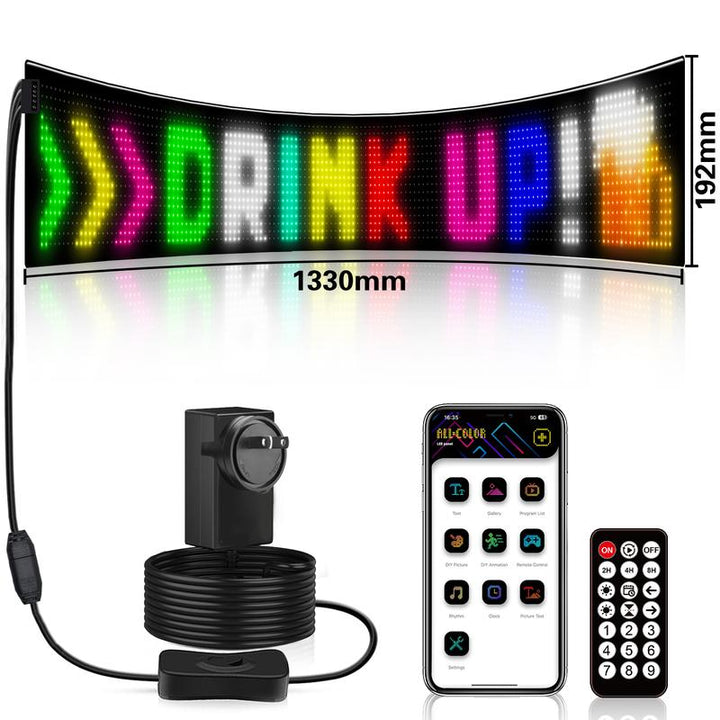 Scrolling Huge Bright Advertising LED Signs, Flexible USB 5V LED Store Sign Bluetooth App Control Custom Text Pattern Animation Programmable LED Display for Store Car Bar Hotel